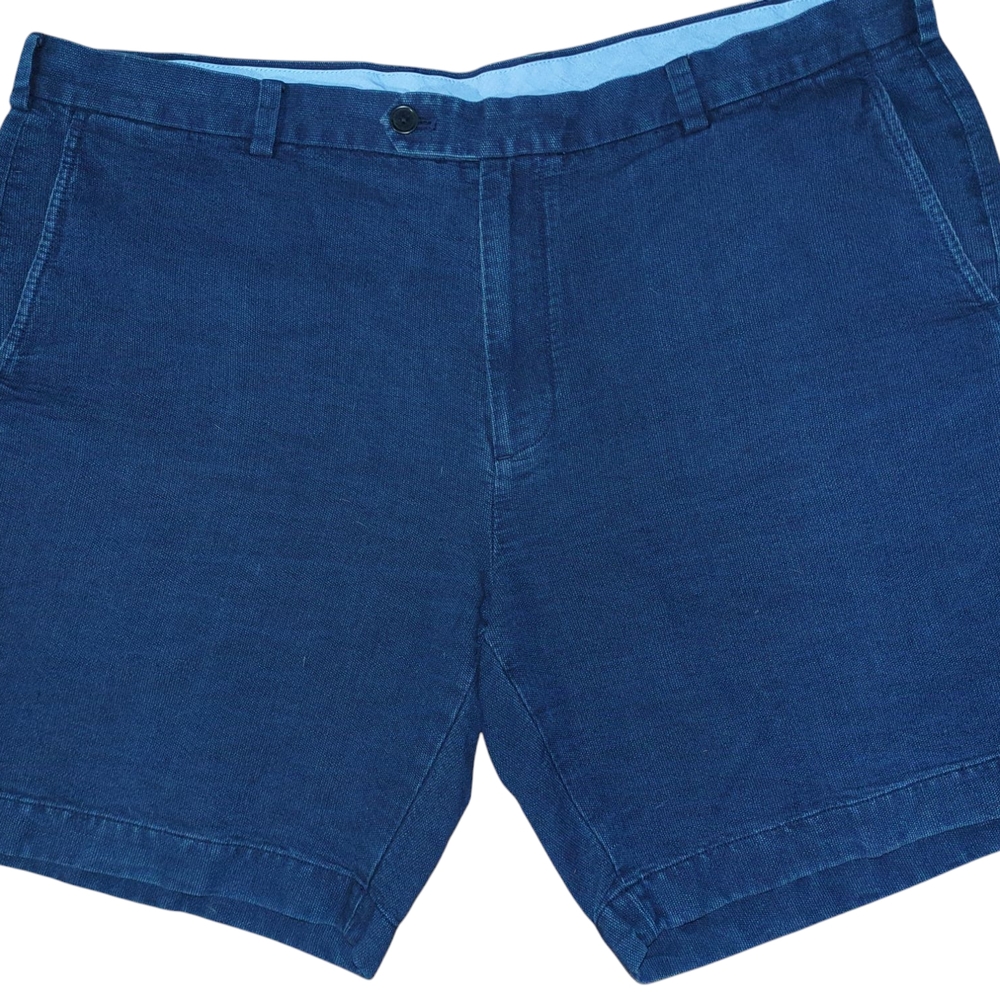 Blue Flat Front Chino Shorts with Tailored Fit